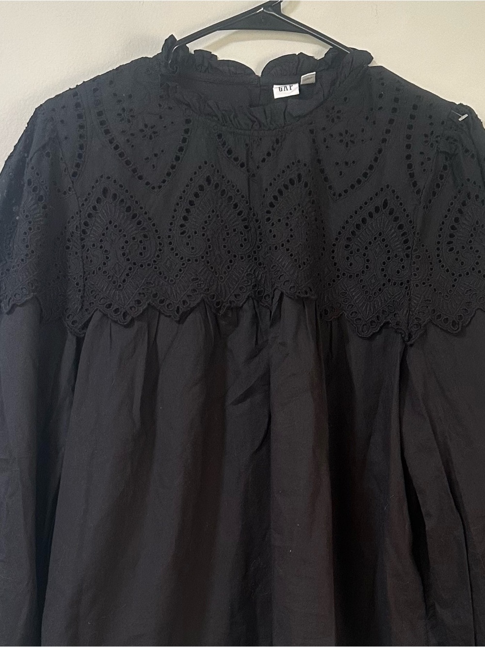 GAP Black Eyelet Yoke Peasant Blouse
